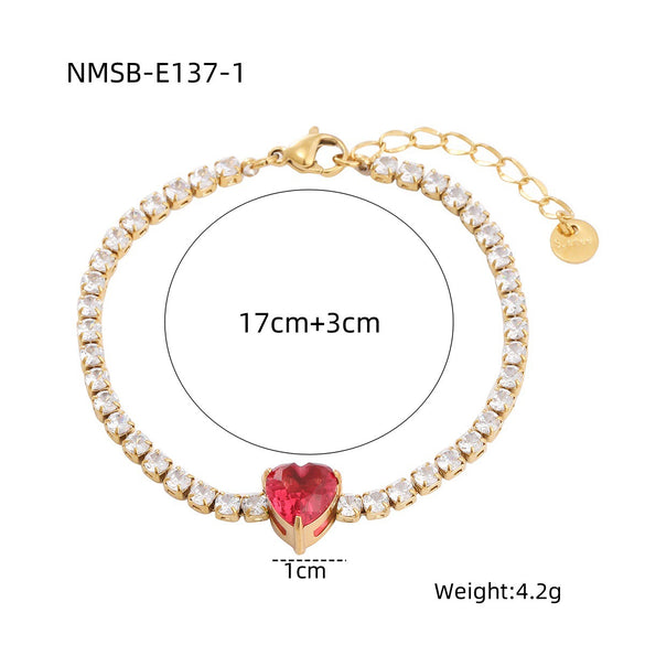 Wholesale Women's Titanium Steel And Stainless Steel Geometric Style Electroplated Zircon Bracelet
