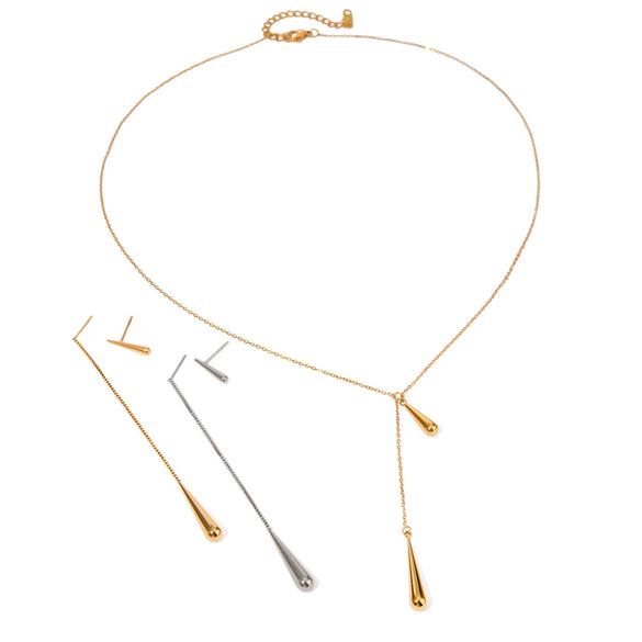 Wholesale Women's Titanium Steel And Stainless Steel Geometric Water Drop Tassel Earrings With Electroplating