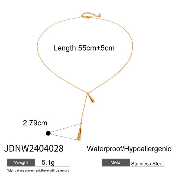 Wholesale Women's Titanium Steel And Stainless Steel Geometric Water Drop Tassel Earrings With Electroplating
