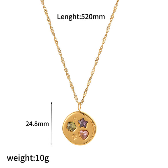 Wholesale Women's Titanium Steel And Stainless Steel Geometric Zircon Diamond Light Luxury Necklace