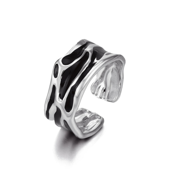 Wholesale Women's Titanium Steel And Stainless Steel Hip Hop Exaggerated Geometric Electroplated Ring