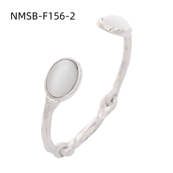 Wholesale Women's Titanium Steel And Stainless Steel Oval Natural Stone Electroplated Retro Light Luxury Niche Design Bracelet