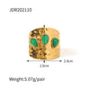 Wholesale Women's Titanium Steel And Stainless Steel Ring Set With Green Natural Stones In Three Shapes