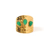 Wholesale Women's Titanium Steel And Stainless Steel Ring Set With Green Natural Stones In Three Shapes