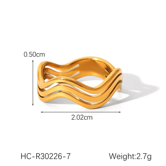Wholesale Women's Titanium Steel And Stainless Steel Spherical Geometric Ring With 18K Gold Electroplating