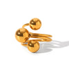 Wholesale Women's Titanium Steel And Stainless Steel Spherical Geometric Ring With 18K Gold Electroplating