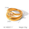 Wholesale Women's Titanium Steel And Stainless Steel Spherical Geometric Ring With 18K Gold Electroplating