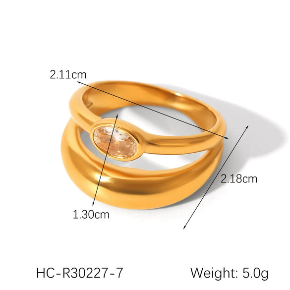 Wholesale Women's Titanium Steel And Stainless Steel Spherical Geometric Ring With 18K Gold Electroplating