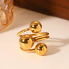 Wholesale Women's Titanium Steel And Stainless Steel Spherical Geometric Ring With 18K Gold Electroplating