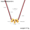 Wholesale Women's 316L Stainless Steel And Zircon Geometric 3Ring Clavicle Necklace With Electroplated 18K Real Gold Color