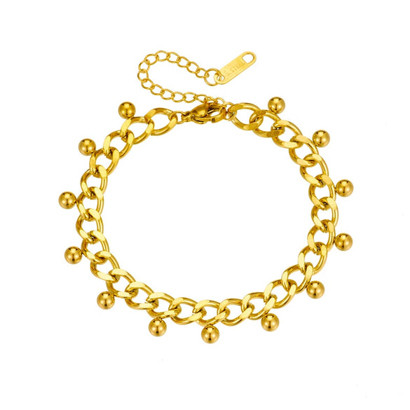 Wholesale Women's Titanium Steel Ball Tassel Pendant Bracelet Retro Simple Fashion Style Electroplated