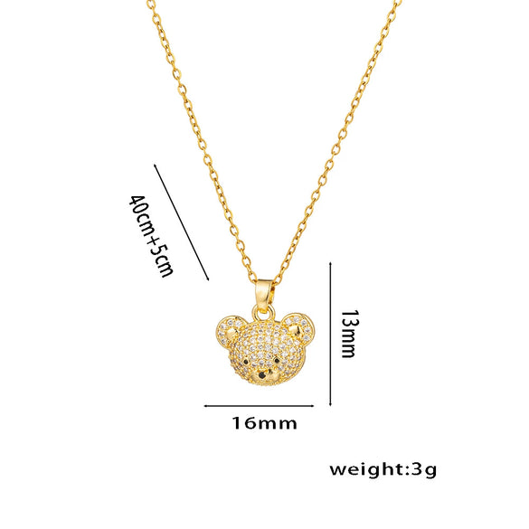 Wholesale Women's Titanium Steel Bear Wave Pattern Ochain Necklace With Electroplating Treatment