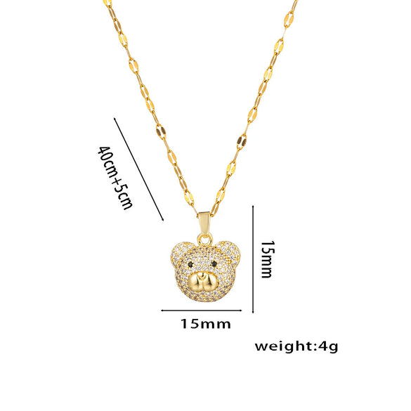 Wholesale Women's Titanium Steel Bear Wave Pattern Ochain Necklace With Electroplating Treatment