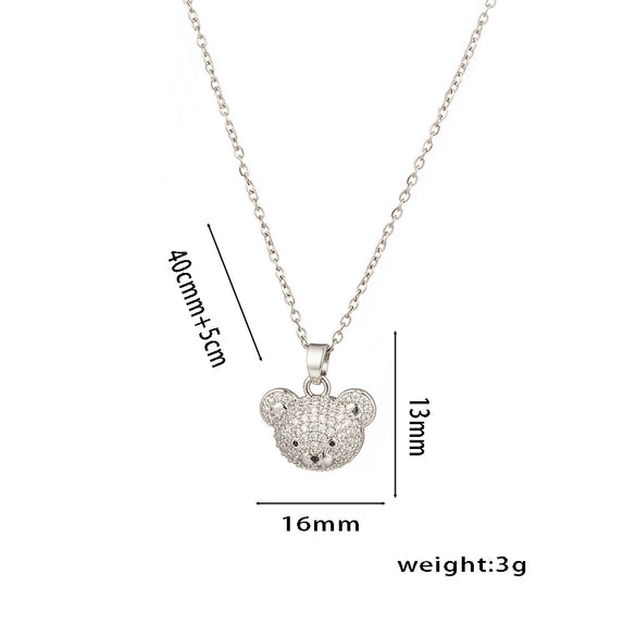 Wholesale Women's Titanium Steel Bear Wave Pattern Ochain Necklace With Electroplating Treatment