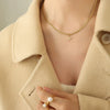 Wholesale Women's Titanium Steel Blade Chain Pendant Necklace With Mixed Gemstone Setting Letter Pendant Electroplated