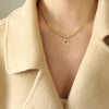 Wholesale Women's Titanium Steel Blade Chain Pendant Necklace With Mixed Gemstone Setting Letter Pendant Electroplated