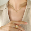 Wholesale Women's Titanium Steel Blade Chain Pendant Necklace With Mixed Gemstone Setting Letter Pendant Electroplated
