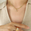 Wholesale Women's Titanium Steel Blade Chain Pendant Necklace With Mixed Gemstone Setting Letter Pendant Electroplated