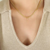 Wholesale Women's Titanium Steel Blade Chain Pendant Necklace With Mixed Gemstone Setting Letter Pendant Electroplated