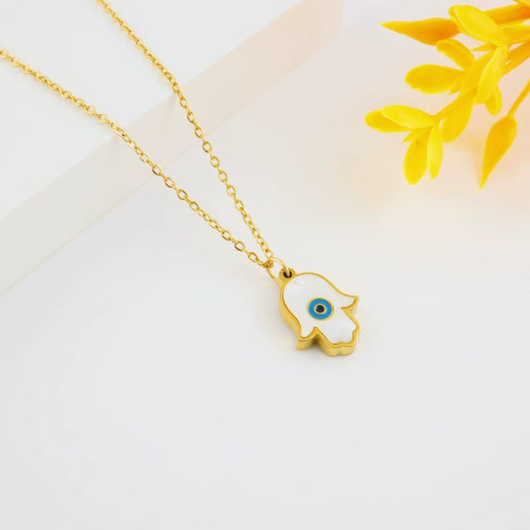 Wholesale Women's Titanium Steel Blue Eye Necklace With Electroplating