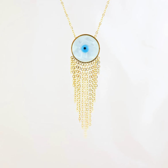 Wholesale Women's Titanium Steel Blue Eye Necklace With Electroplating