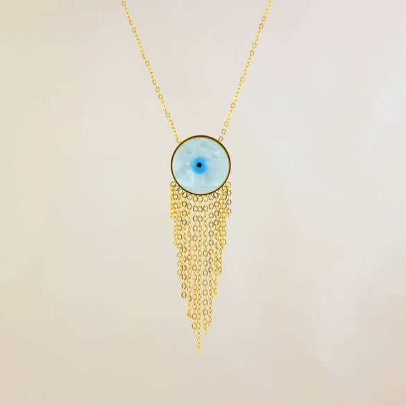 Wholesale Women's Titanium Steel Blue Eye Necklace With Electroplating