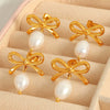 Wholesale Women's 316L Stainless Steel Bow Earrings Handmade With Electroplating And 18K Gold Plating