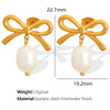 Wholesale Women's 316L Stainless Steel Bow Earrings Handmade With Electroplating And 18K Gold Plating