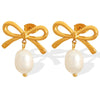 Wholesale Women's 316L Stainless Steel Bow Earrings Handmade With Electroplating And 18K Gold Plating