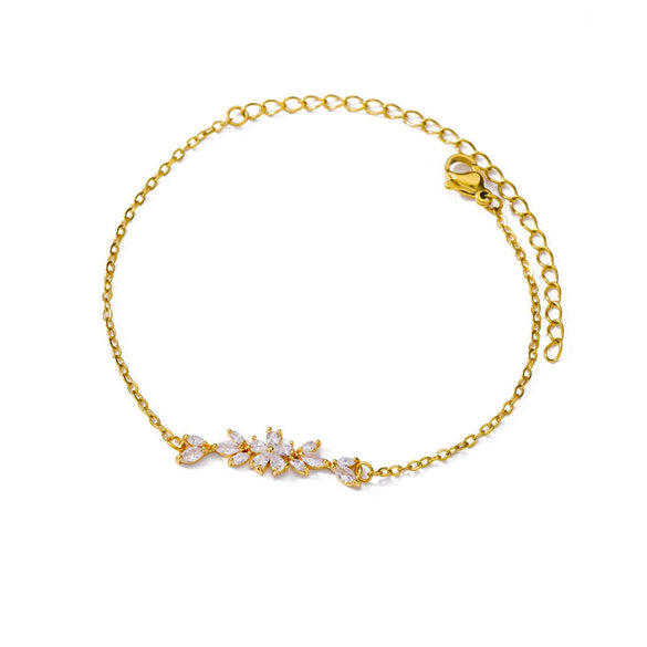 Wholesale Women's Titanium Steel Bow Pendant Bracelet With Geometric Pin Chain And Electroplating Design