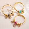 Wholesale Women's Titanium Steel Bracelet With Rhinestone Love Bee Pendant And Heart Animal Zodiac Patterns