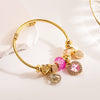 Wholesale Women's Titanium Steel Bracelet With Rhinestone Love Bee Pendant And Heart Animal Zodiac Patterns