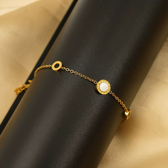 Wholesale Women's Titanium Steel Bracelet With Roman Numerals And Electroplating Design