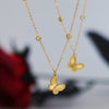 Wholesale Women's Titanium Steel Butterfly Diamond Necklace With Small Gold Beads And Ochain