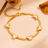 Wholesale Women's Titanium Steel Butterfly Four Leaf Clover Heart Shaped Cartoon Style Electroplated Chain Bracelet