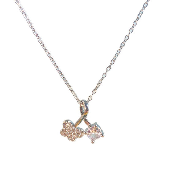 Wholesale Women's Titanium Steel Butterfly Shaped Zircon Inlaid Oshaped Chain Necklace Creative Light Luxury Style