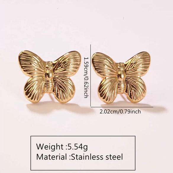Wholesale Women's Titanium Steel Butterflyshaped Earrings With Animal Pattern Electroplated