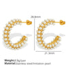 Wholesale Women's 316L Stainless Steel C Shaped Simple Retro Electroplated Imitation Pearl All Match Earrings