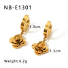 Wholesale Women's Titanium Steel Camellia Flower Earrings With Rose Gold 18K Vacuum Plated Electroplating In Furnace Geometric Style