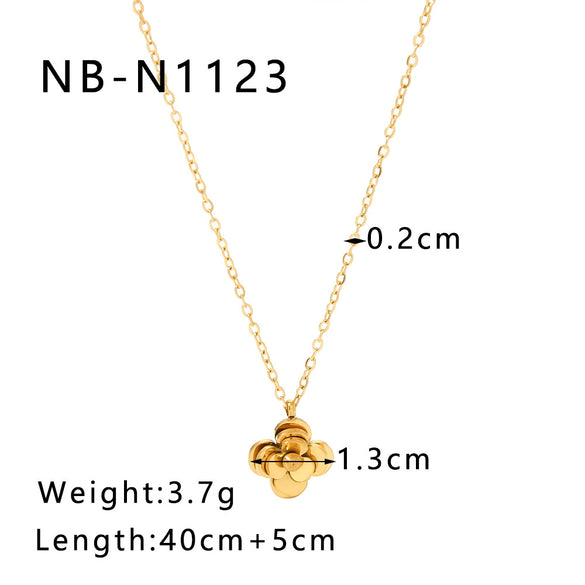 Wholesale Women's Titanium Steel Camellia Flower Earrings With Rose Gold 18K Vacuum Plated Electroplating In Furnace Geometric Style