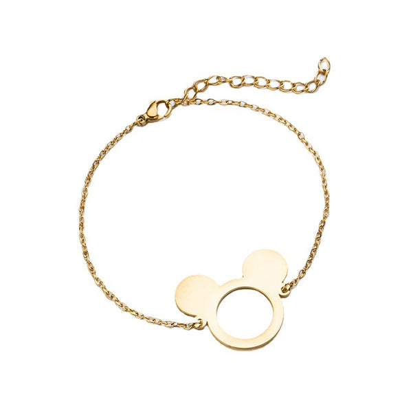 Wholesale Women's Titanium Steel Cartoon Mickey Mouse Bracelet With Electroplating Design