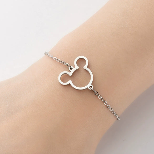 Wholesale Women's Titanium Steel Cartoon Mickey Mouse Bracelet With Electroplating Design