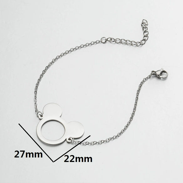 Wholesale Women's Titanium Steel Cartoon Mickey Mouse Bracelet With Electroplating Design