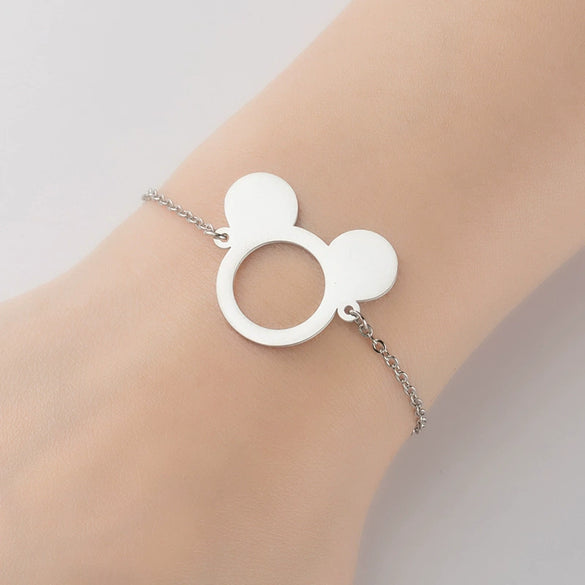 Wholesale Women's Titanium Steel Cartoon Mickey Mouse Bracelet With Electroplating Design