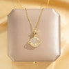 Wholesale Women's Titanium Steel Cat's Eye Star Light Luxury Geometry Design Mixed Gem Inlay Clavicle Chain Necklace