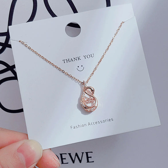 Wholesale Women's Titanium Steel Clavicle Chain Necklace With Copper Pendant Micropaved Crown Heart Shape Flower Insect Leaves Geometric Animal Zodiac Letters Numbers Text Design