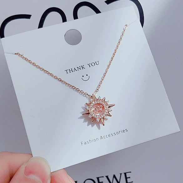 Wholesale Women's Titanium Steel Clavicle Chain Necklace With Copper Pendant Micropaved Crown Heart Shape Flower Insect Leaves Geometric Animal Zodiac Letters Numbers Text Design