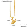 Wholesale Women's Titanium Steel Copper Ball Chain Necklace With Geometric Letter Number Text Design Electroplated Pendant