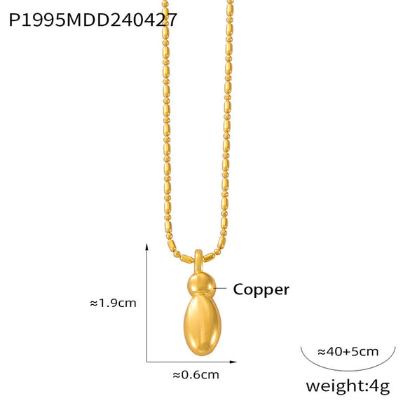 Wholesale Women's Titanium Steel Copper Ball Chain Necklace With Geometric Letter Number Text Design Electroplated Pendant