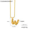 Wholesale Women's Titanium Steel Copper Ball Chain Necklace With Geometric Letter Number Text Design Electroplated Pendant